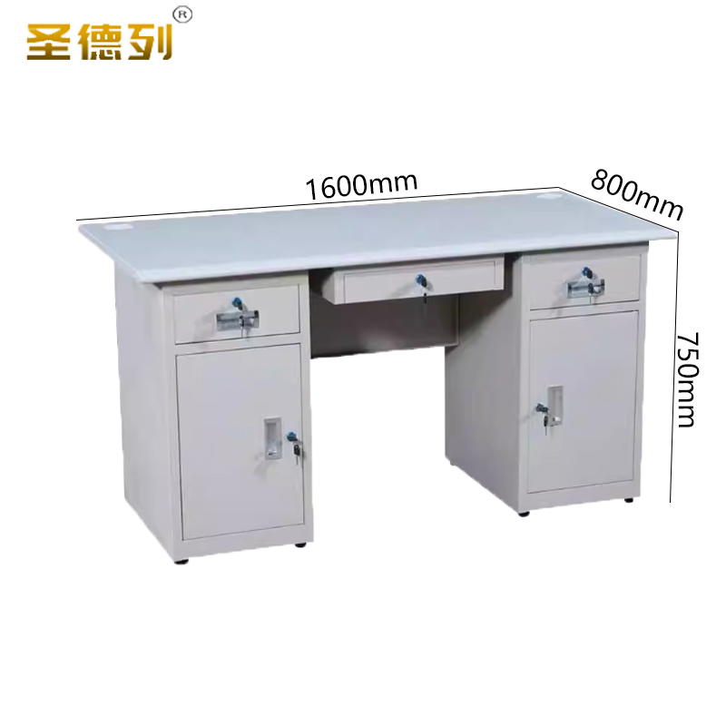 圣德列二斗二门办公桌职员桌P-6 1600*800*750mm高清大图