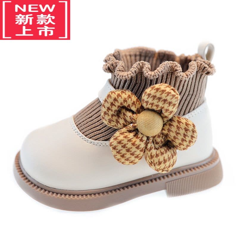 可莉允女童靴子秋冬女宝宝学步鞋短靴软底婴儿公主鞋小童鞋子加绒袜子靴图片