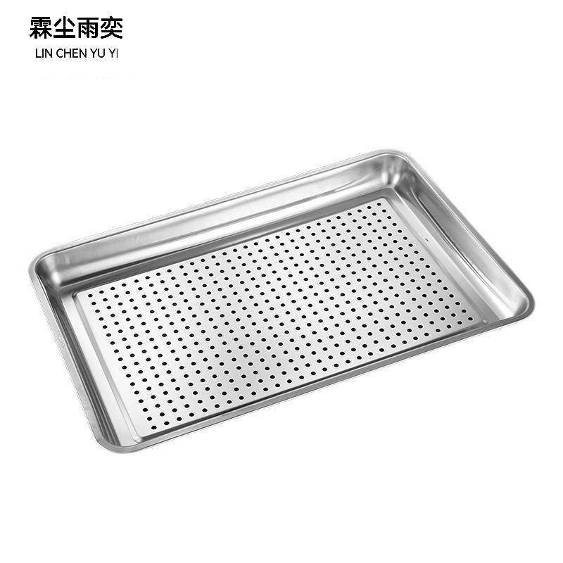 霖尘雨奕 304不锈钢带孔蒸盘 加厚60*40*4.8cm/个高清大图