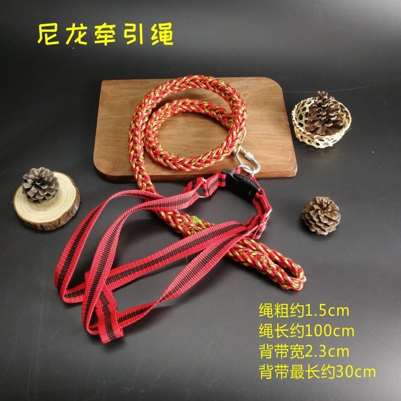 八股尼龙编制绳+大号背袋 狗狗用品背心式牵引绳狗绳泰迪狗链子宠物中型小型犬遛狗绳胸背带