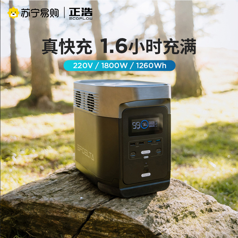 EcoFlow户外移动电源220v 电池1800w大功率 DELTA1300+110W太阳能板