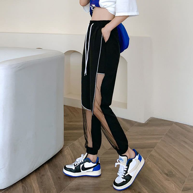 真维斯网纱休闲裤女洋气夏季薄款冰丝速干运动裤美式束脚宽松显瘦图片