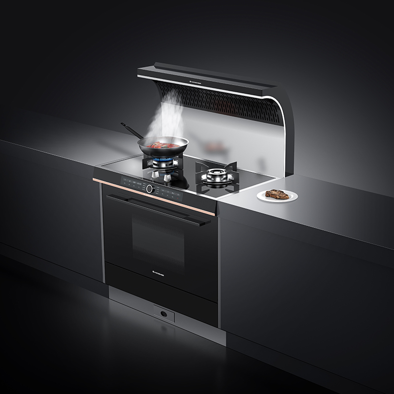 火星人marssenger集成灶jjzte5bc01钢化玻璃台面侧吸下排油烟机燃气灶