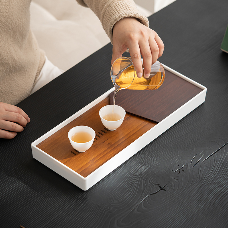 苏氏陶瓷(SUSHI CERAMICS)知雅几何重竹盘面密胺底托新中式茶盘