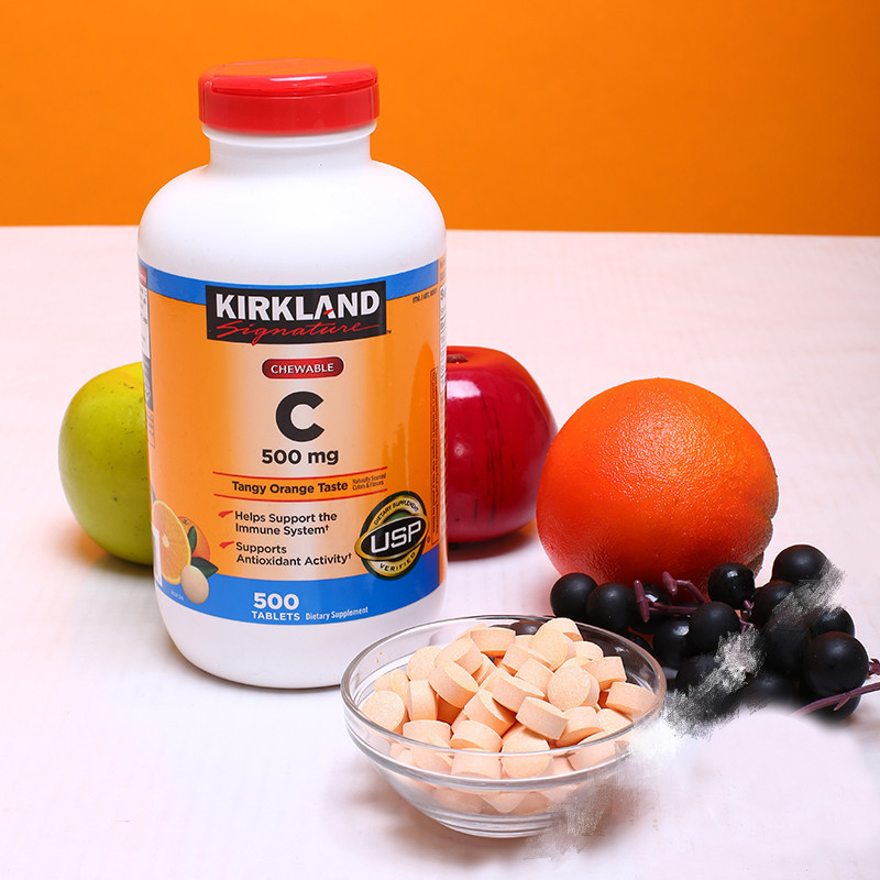 美国直邮Kirkland柯克兰玫瑰果维生素C 500mg橙味VC咀嚼片500片