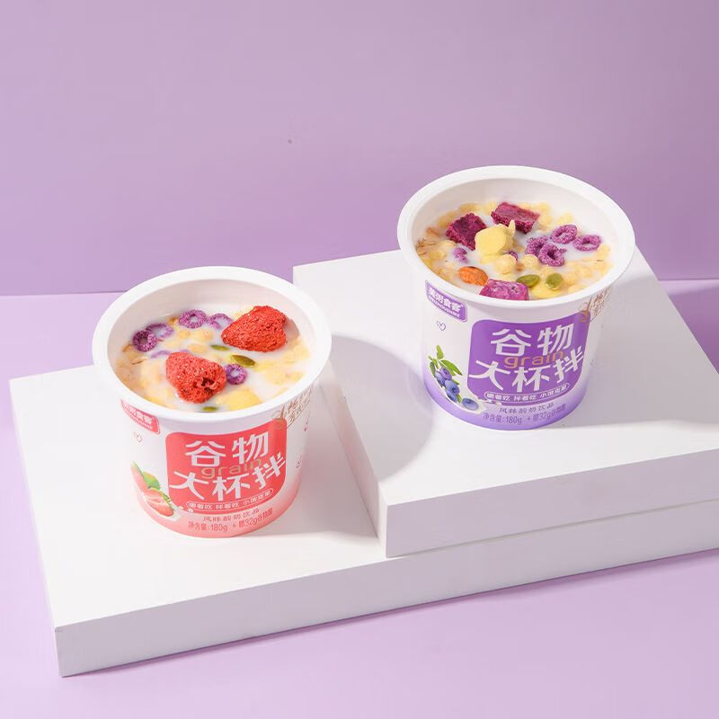 美粥食客 嚼着吃的酸奶大杯装燕麦酸奶 酸奶坚果酸奶杯*6杯高清大图