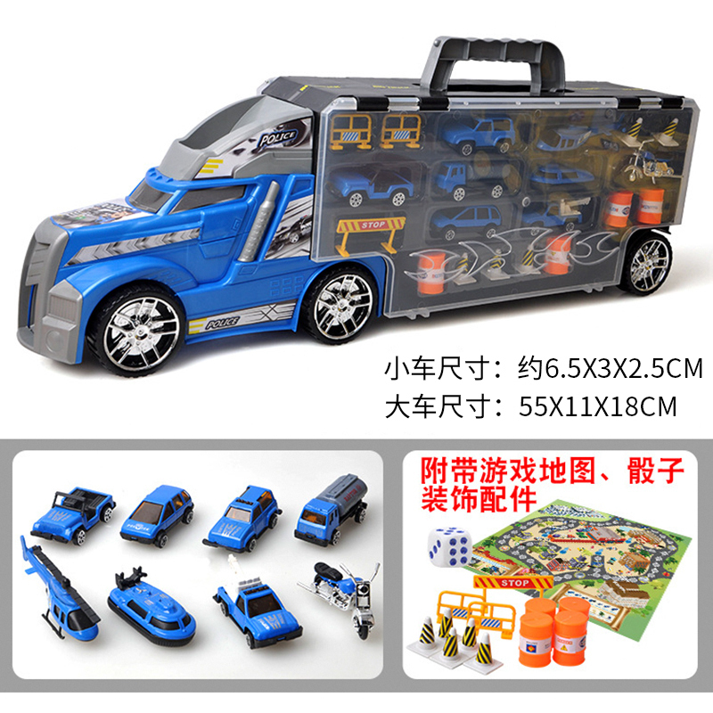 合金货柜车 儿童玩具车合金货柜车模型工程消防挖土机勾机套装男孩子合金小汽车