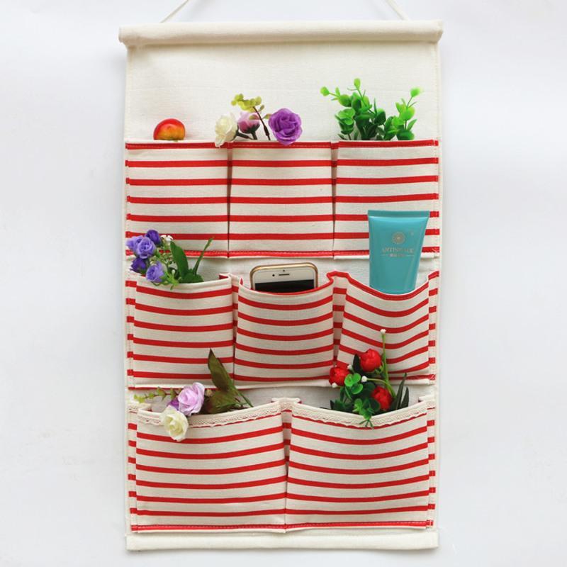 小粉花长款收纳袋挂袋墙挂式布艺悬挂式收纳袋手机挂兜包包袜子衣柜