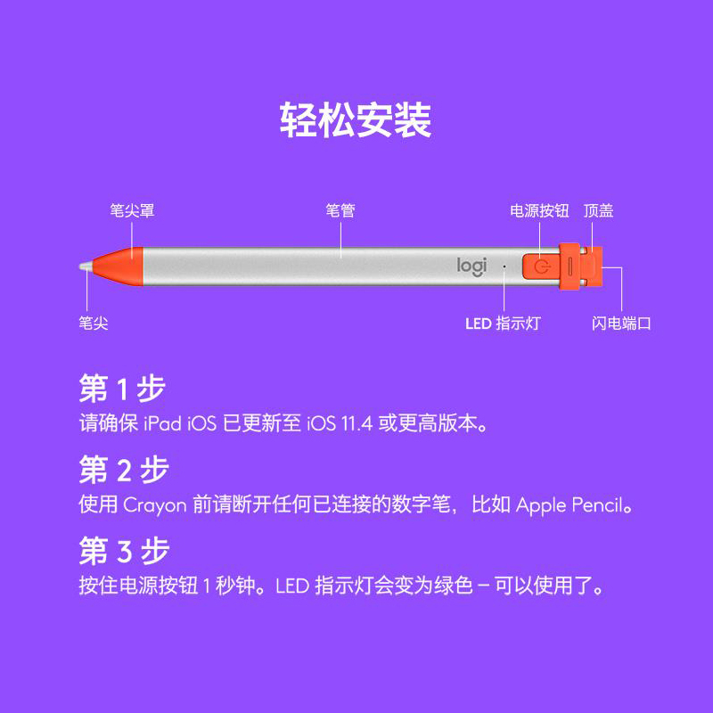 罗技(Logitech) iK1176 Combo Touch iPadPro 11英寸+CrayoniP10数字笔