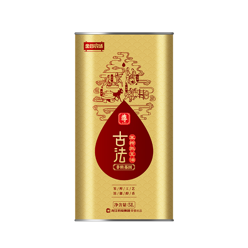 金谷农场 东北大豆油 非转基因压榨 古法笨榨熟豆油 5L