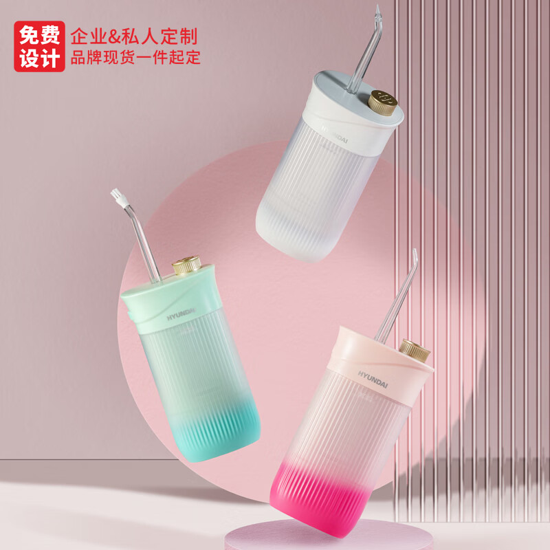 HYUNDAI 便携式家用洗牙器水牙线折叠防水洁牙器牙齿清洁器W2 极地白 4支喷头