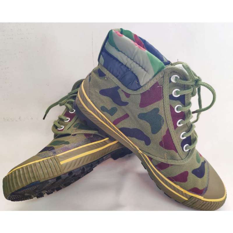 354499高腰迷彩防滑鞋解放鞋学校军训鞋男女作训鞋耐磨帆布鞋工作胶鞋