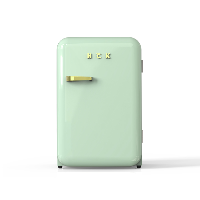 HCK哈士奇 BC-130PGC 复古冰箱单门家用冷冻冷藏小型迷你网红进口-薄荷绿金属把手高清大图