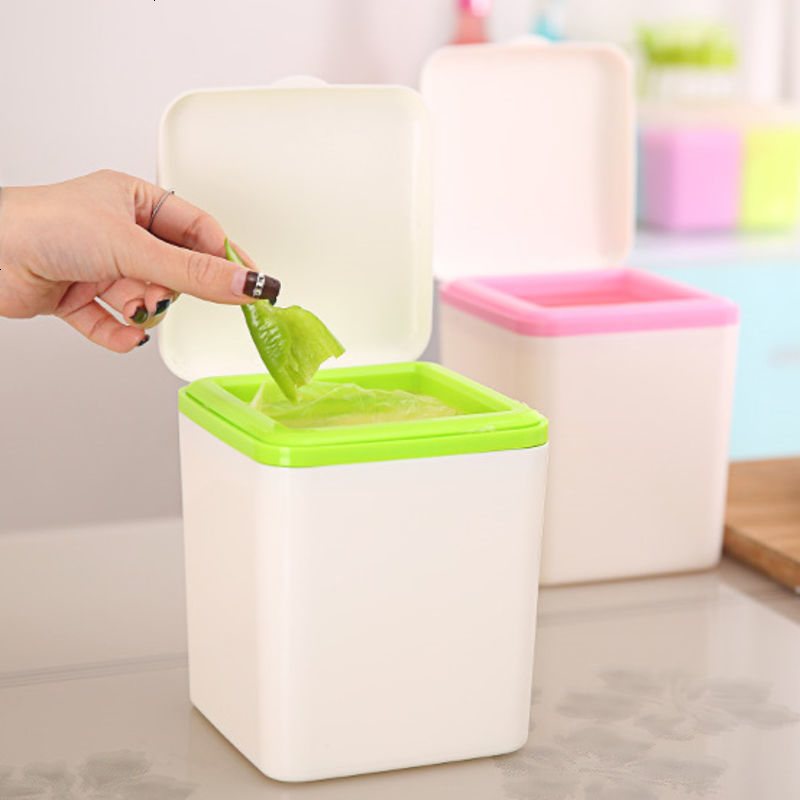 创意居家翻盖式桌面垃圾桶纸篓家务清洁用具收纳桶多色