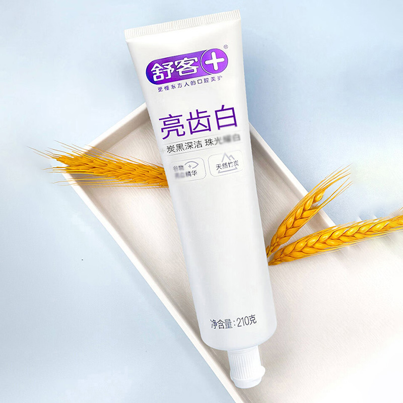 舒客牙膏亮白防蛀清新沁爽竹炭天然珍珠210g(包装随机)高清大图