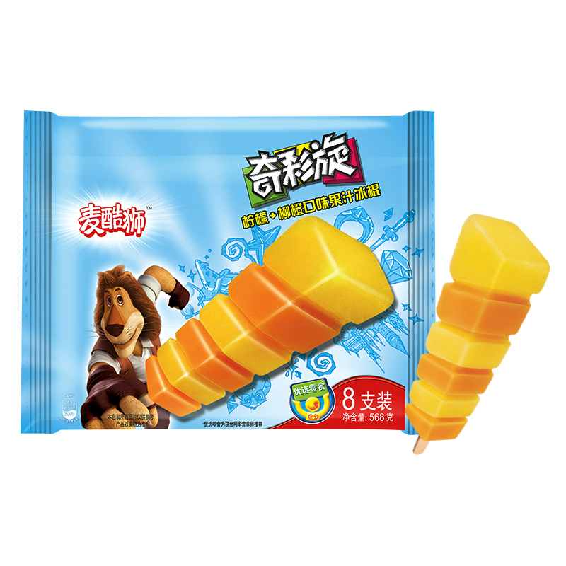 麦酷狮奇彩旋柠檬柳橙口味果汁冰棍多支装