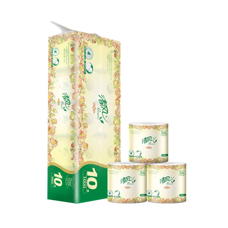 清风卷纸卫生纸家用4层加厚100g*10卷提装B20A1S-1T