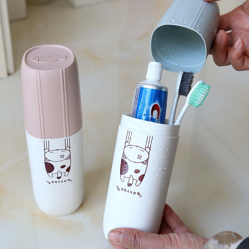 藕粉色 旅行便携洗漱杯牙刷盒子刷牙杯子女可爱牙具收纳盒学生旅游牙刷杯图片