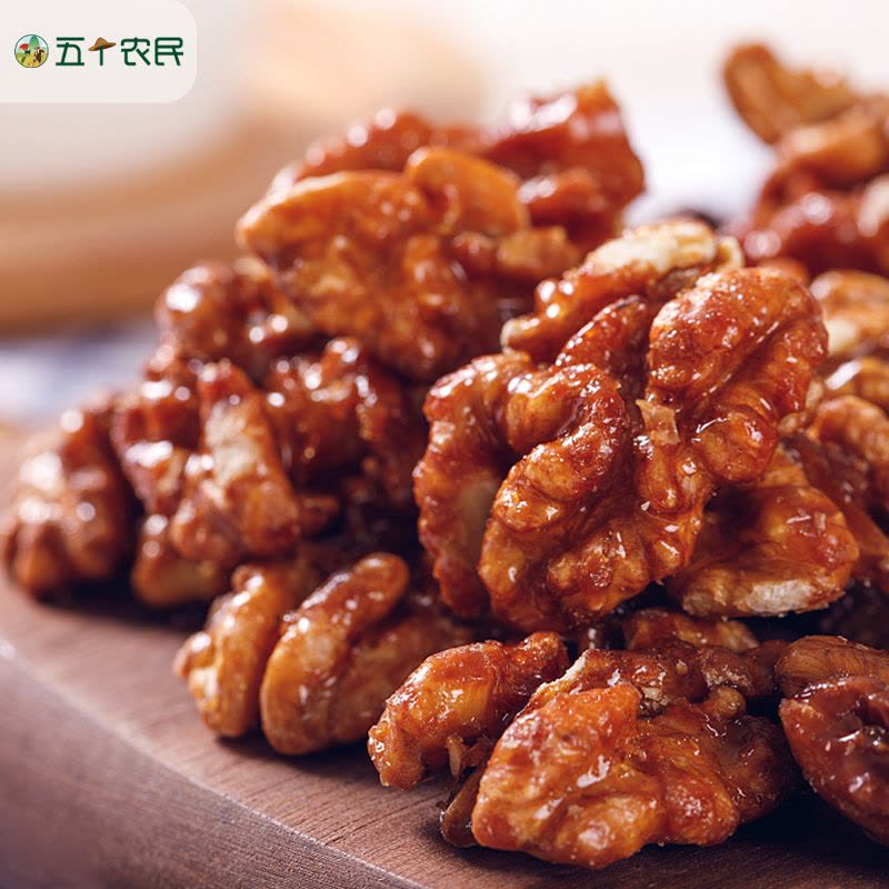 五个农民蜂蜜味琥珀核桃仁500g坚果清甜香脆营养健康休闲零食图片