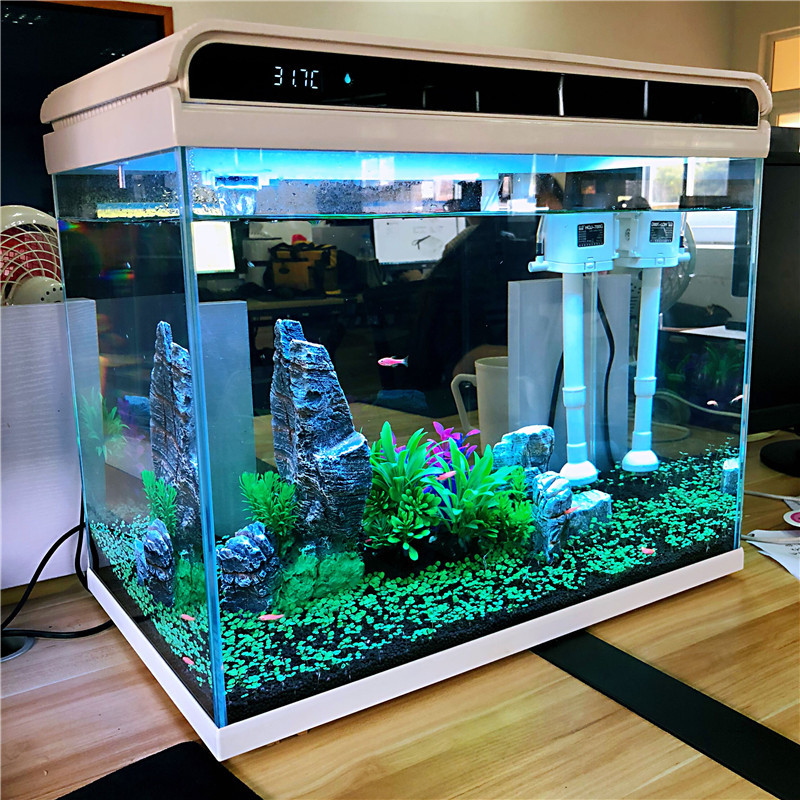 超白玻璃小鱼缸客厅 小型桌面家用水族箱 生态免换水金鱼缸高清大图