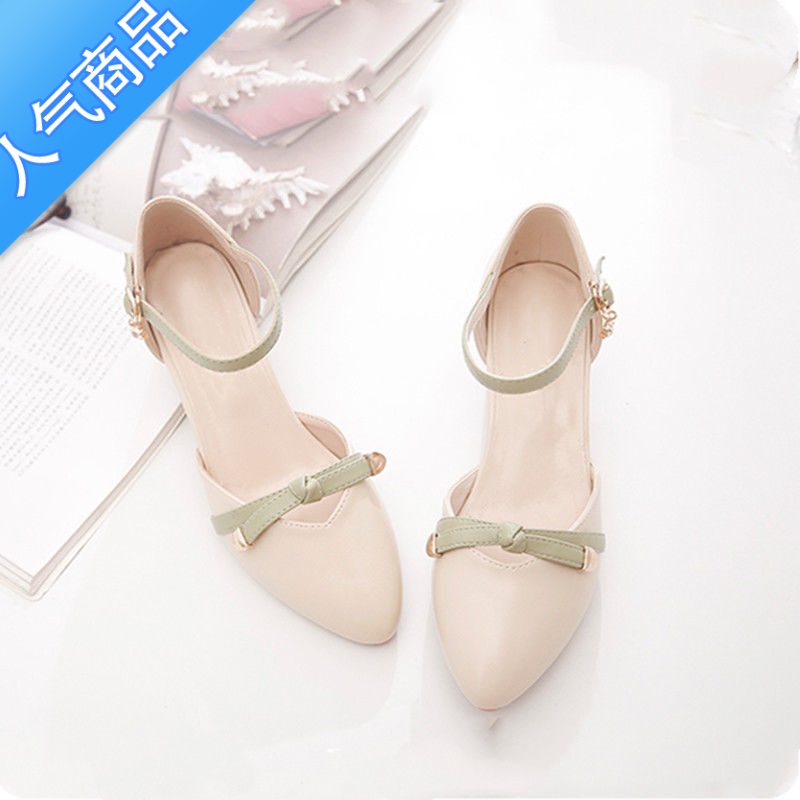 SUNTEK中空凉鞋女夏2023新款中跟百搭粗跟一字扣仙女风高跟鞋包仙E高鞋高清大图