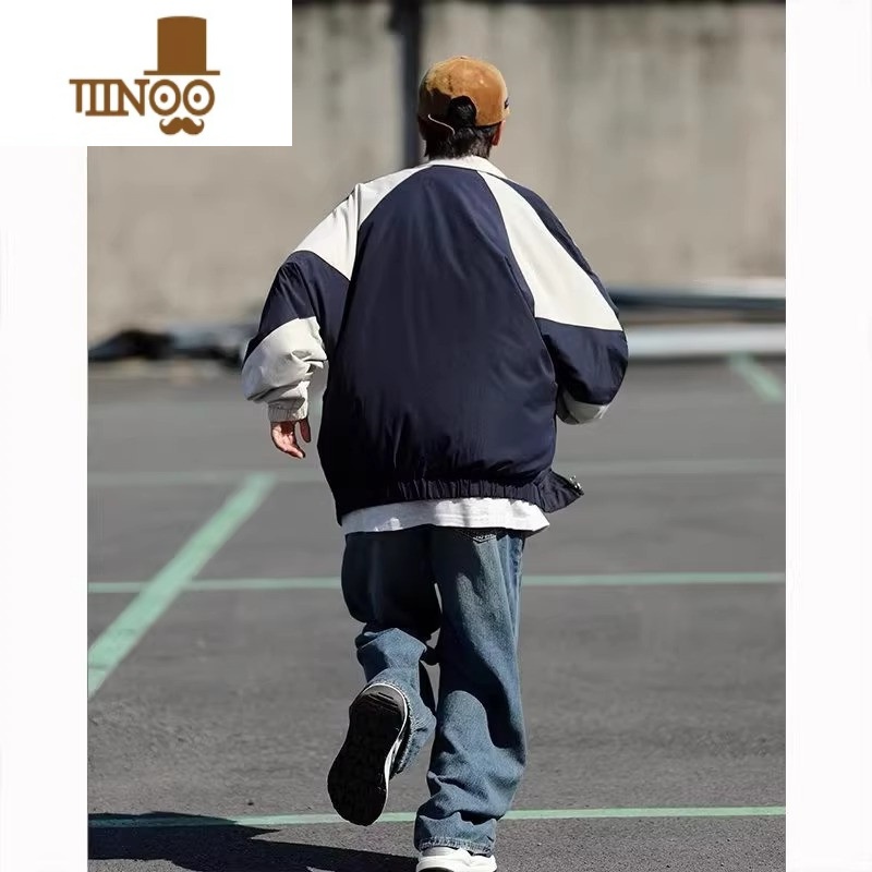 YANXU冲锋衣外套男美式户外潮牌痞帅撞色拼接宽松休闲棒球服夹克高清大图