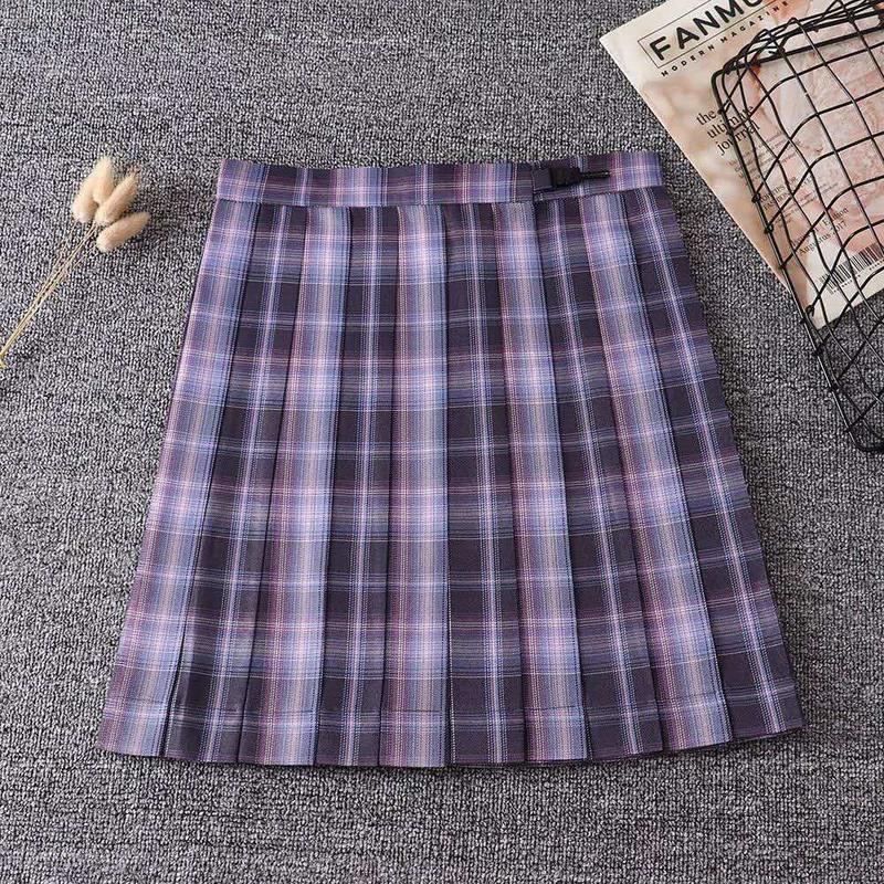 炫彩JK制服裙子浪漫不死黑衬衫长袖原创学生正统百褶裙正版 (单件格裙)浪漫不死 XS建议70斤左右