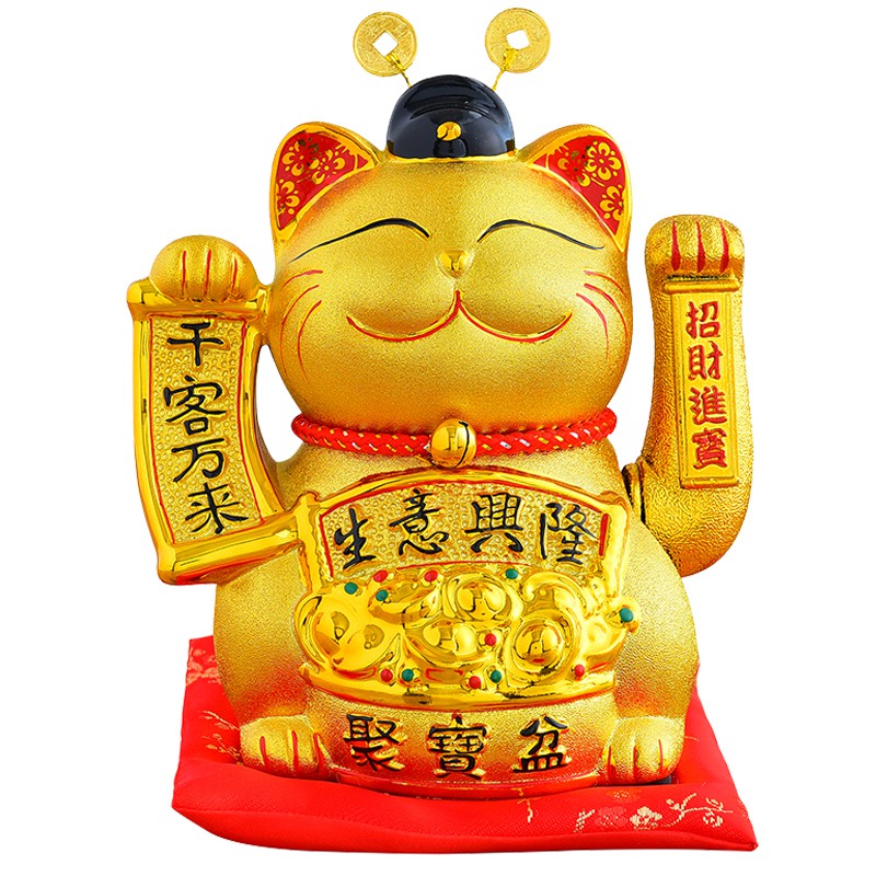 猫摆件自动招手开业店铺电动金色小号家居大号存钱罐创意礼品 三维工匠 3D浮雕大号金扇子猫生意兴隆双用/存钱/摇手猫高清大图