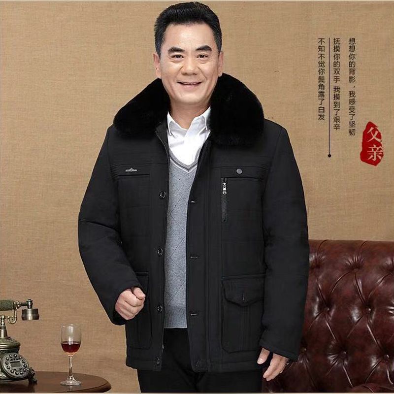 中老年男士棉衣加绒加厚款爷爷冬季棉袄爸爸冬装外套老人冬天衣服 185/100A适合145-155斤 【B款内胆不可托】超厚棉衣