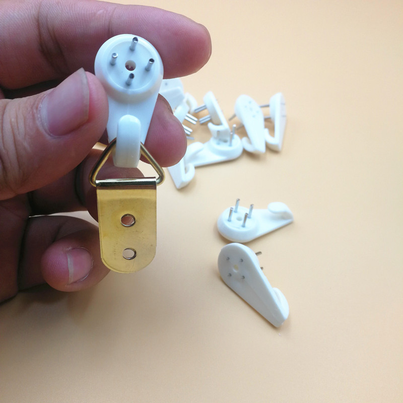 50个装中号挂钩墙钉挂画框钉子相框无痕钉强力挂隐形墙钉钩免打孔|白色三种型号混装各10个