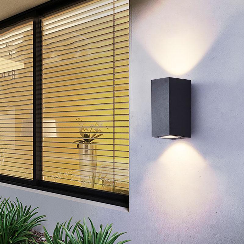 led户外双头壁灯室外防水简约现代走廊过道装饰壁灯外墙射灯方形