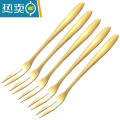 XIANCAI水果叉套装不锈钢水果叉子ins北欧创意水果签果插可爱欧式小奢华 金色水.果叉-【5-支.】