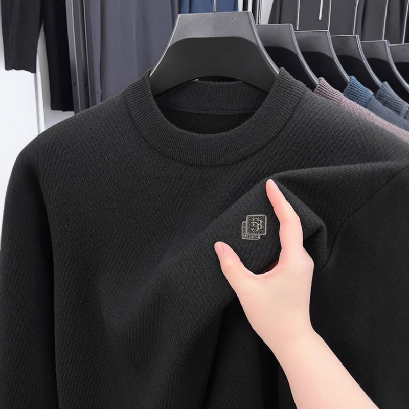秋季新款加绒加厚毛衣男保暖休闲针织衫男士上装