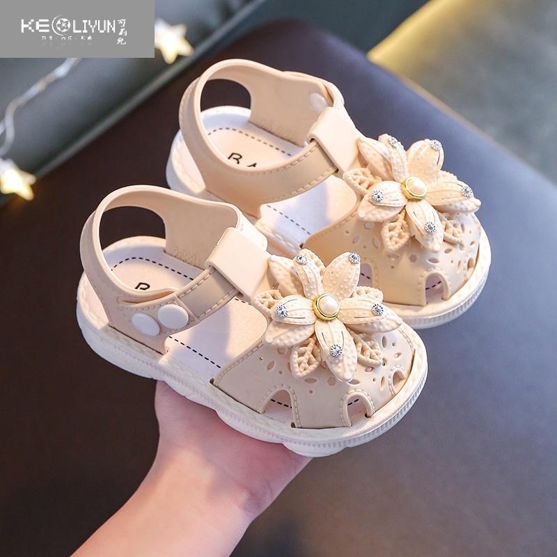 可莉允夏季013岁女宝宝凉鞋女童婴幼儿软底学步鞋子公主鞋包头小童鞋