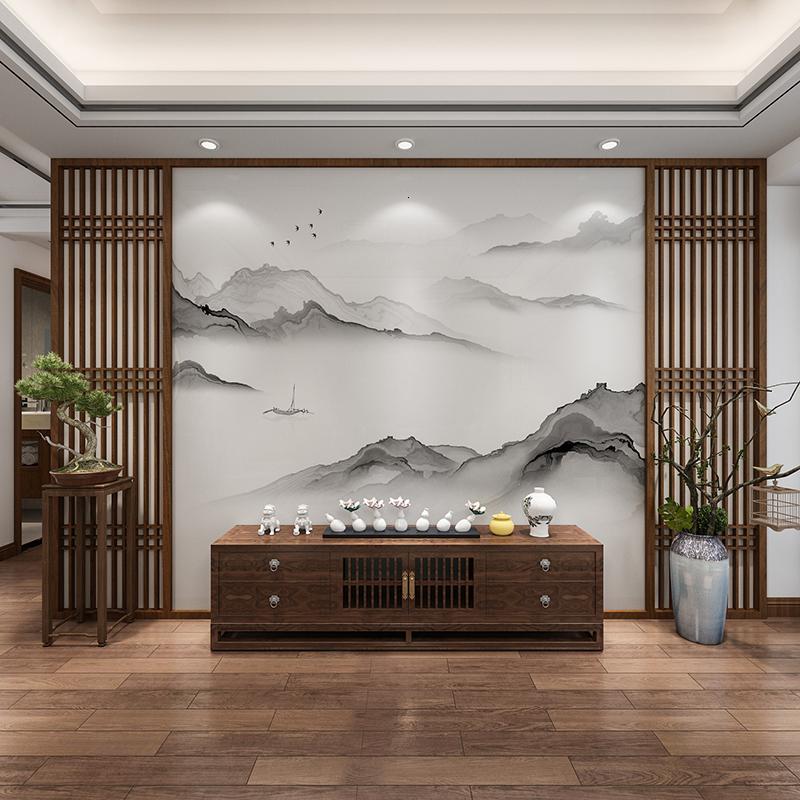 新中式屏风隔断客厅山水玄关别墅实木定制镂空酒店装饰格栅大座屏 乌金木:200*180cm高 整装高清大图