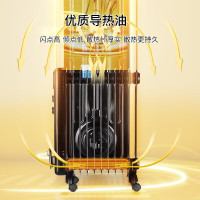 扬子油汀取暖器家用电暖器暖气片电热油酊暖风机烤火炉卧室客厅烘衣加湿大面积-黑+金9片[配烘衣架加湿器+倾倒断电]