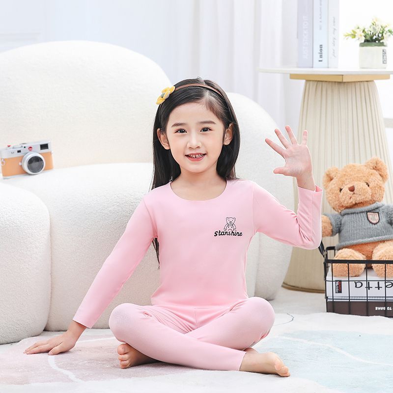 儿童保暖德绒套装男女童内穿秋衣秋裤贴身秋冬中大童家居服高清大图