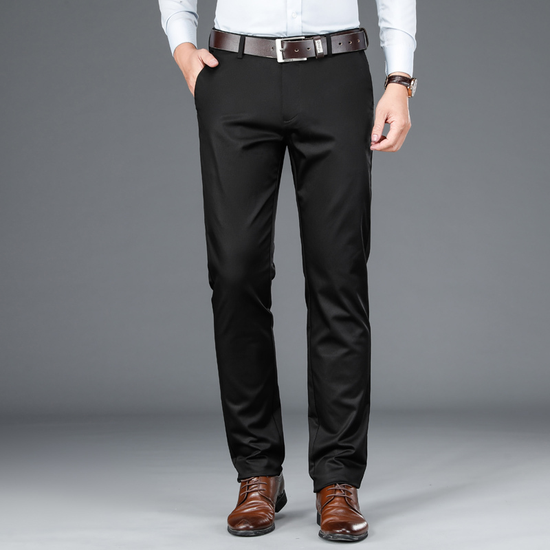 老爷车laoyeche男士休闲裤男宽松直筒冬季厚款天丝商务中年西裤男冰丝