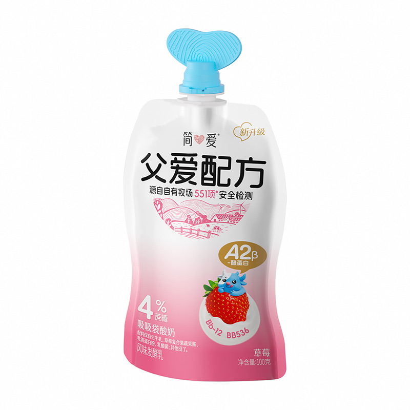 简爱 父爱配方果蔬吸吸酸奶4%蔗糖100g*14袋(3-7天顺丰冷链发货)高清大图