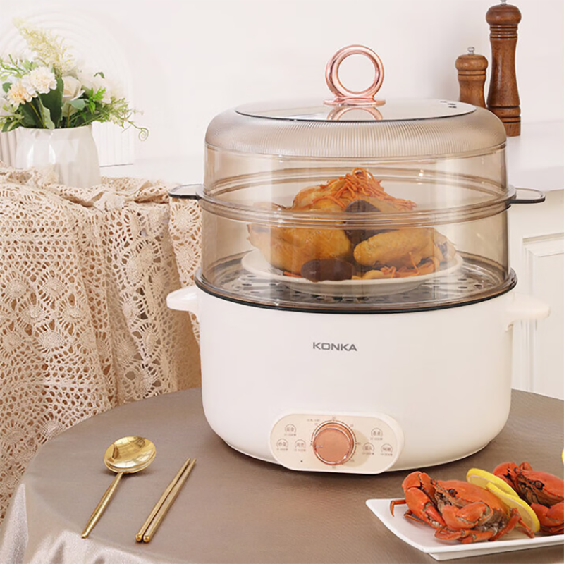 康佳KDZL-6500电蒸锅 家用18L多功能双层蒸汽锅
