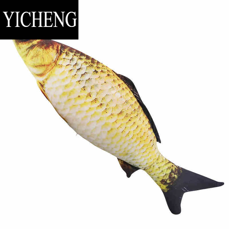 yicheng仿真红鲤鱼毛绒玩具鲫鱼公仔鱼抱枕印花逗猫咪玩偶大鱼枕头