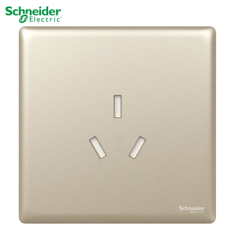 施耐德电气开关插座 珍铂系列晨曦金色 家用开关 86型墙壁插座 五孔