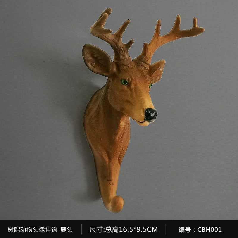 美帮汇复古美式动物挂钩壁饰创意酒吧店铺试衣间墙壁立体鹿角壁挂装饰品高清大图