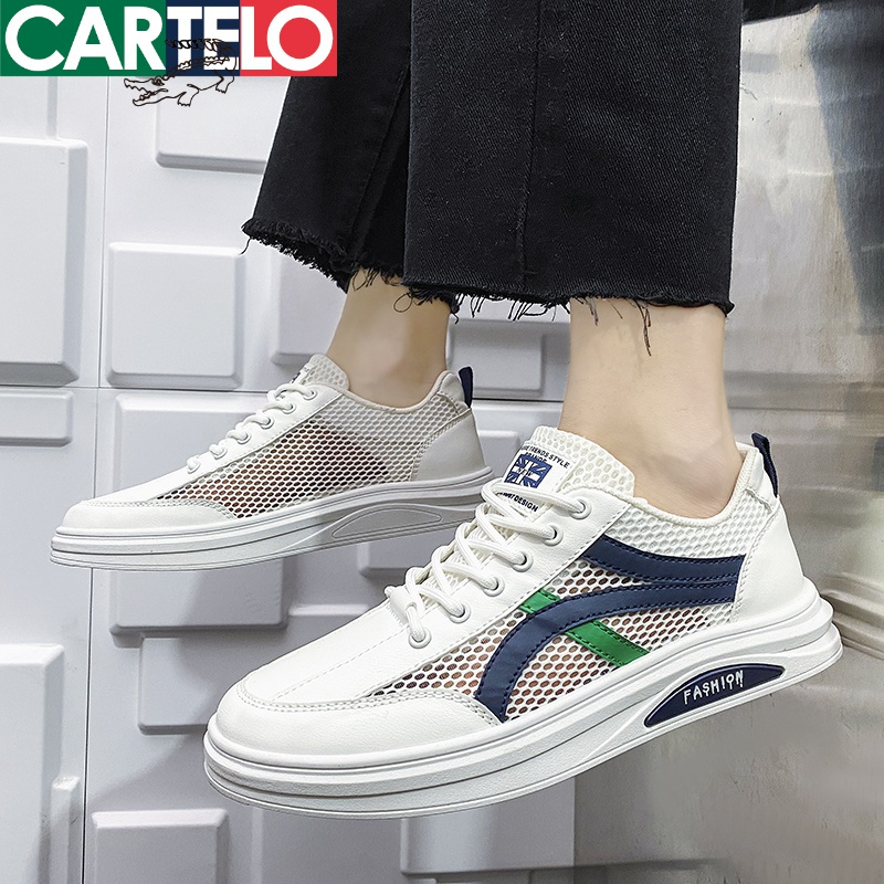 [线下专柜同款]卡帝乐鳄鱼(CARTELO)新款厚底透气男士时尚休闲鞋板鞋男鞋小白鞋潮鞋
