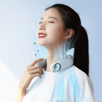 对伴2024夏季新款半导体制冷挂脖风扇USB充电大风力无叶空调风扇户外便携挂脖小风扇 蓝灰