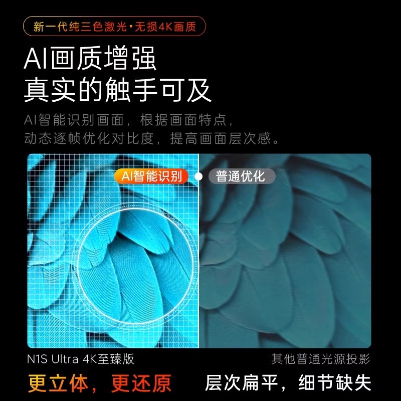 [咨询客服领优惠]坚果N1S Ultra 三色激光家用投影仪超高清卧室客厅投墙家庭影院100寸大屏投影机