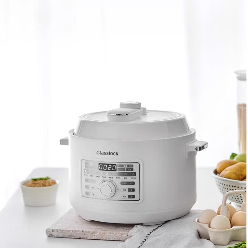 GLASSLOCK 盖朗 双胆电压力锅 304不锈钢内胆 电压220V 功率800W 3L GE-RC05WH 白 /台高清大图