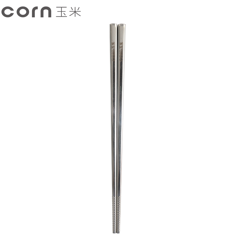 corn玉米 304不锈钢儿童筷子 21cm3双 训练筷宝宝学习筷子 儿童专用短筷 家用不锈钢餐具套装 儿童筷子