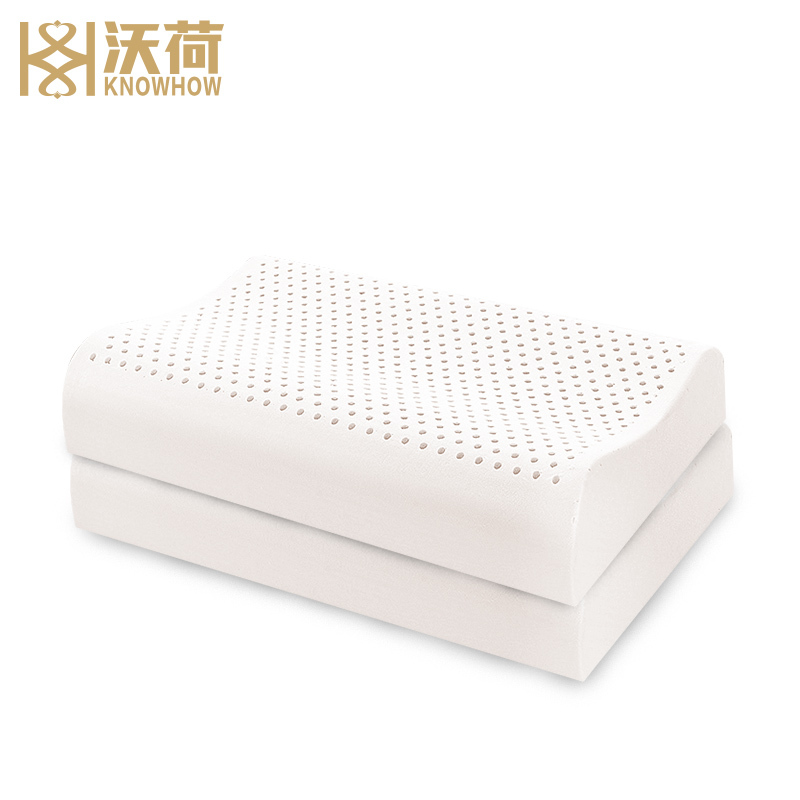 沃荷(KnowHow)泰国进口天然乳胶成人防螨波浪曲线橡胶枕头成人枕芯乳胶枕(一对)
