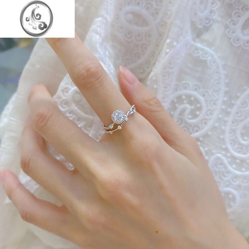 JiMi灿若星辰钻戒30分莫桑石女银银金小众设计求婚结婚仙女假戒指
